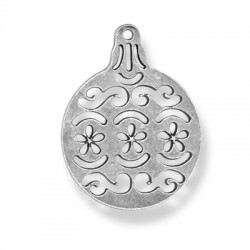 Pendentif rond à motif pour Noël en Métal/Zamac, 72x55mm