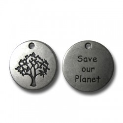 Ciondolo in Metallo Zama Albero "SAVE OUR PLANET" 20mm