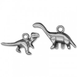 Breloque Set Dinosaurs en Métal/Zamac, 14x26/12x20mm