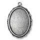 Pendentif Cadre Ovale en Métal/Zamac, 25x33mm (dim. Intér. 18x26mm)