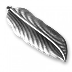 Pendentif Plume en Métal/Zamac, 20x53mm