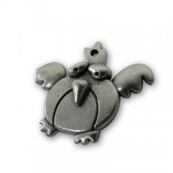 Pendentif Drôle Coq en Métal/Zamac, 34x29mm