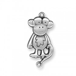 Pendentif Drôle Singe en Métal/Zamac, 19x38mm