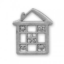 Pendentif Maison en Métal/Zamac, 55x63mm