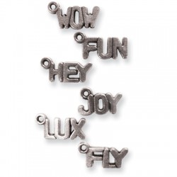 Zamak Charms Words 6 Mixed 12x6mm