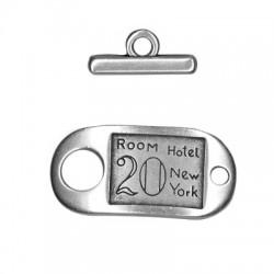 Fermoir T 'Hotel NY' en Métal/Zamac, 20x40mm/3x20mm