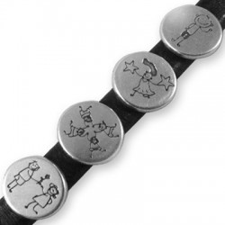 Zamak Slider Children Figures 4 Mixed for Regaliz Leather 15mm Ø10x7mm