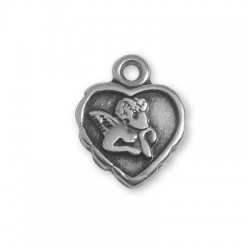 Ciondolo in Metallo Zama Cuore con Cupido 18x15mm