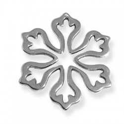 Pendentif Fleur 6 Feuilles en Métal/Zamac, 50x58mm