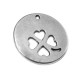 Pendentif Rond avec Trèfle en Métal/Zamac, 38mm
