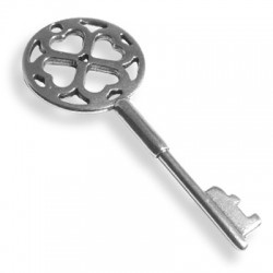 Colgante de Metal Zamak Llave Trébol de Cuatro Hojas 30x70mm