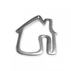 Pendentif Maison en Métal/Zamac, 54x57mm