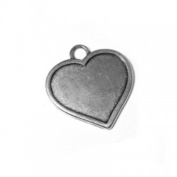 Ciondolo in Metallo Zama Cuore 15x16mm (Adatto per Smalto)