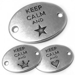 Connettore in Metallo Zama Ovale “KEEP CALM” Frasi Miste 29x20mm