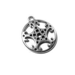 Colgante de Metal Zamak Redondo con Estrella 22mm