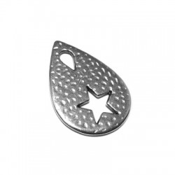 Colgante de Metal Zamak Gota Martillada con Estrella 18x25mm