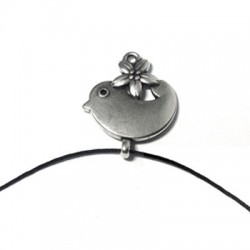 Zamak Charm Bird & Flower 17x22mm