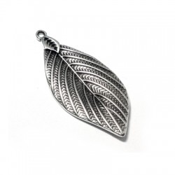 Pendentif Feuille en Métal/Zamac, 22x48mm