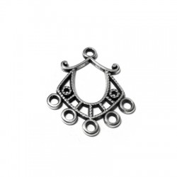 Pendentif Ethnique avec 5 Anneaux en Métal/Zamac, 23x27mm