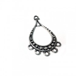 Pendentif Goutte avec 5 Anneaux en Métal/Zamac, 25x40mm