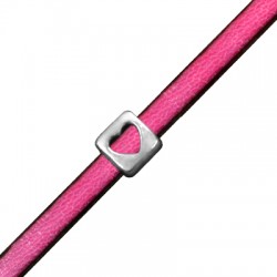 Passant Carré Cœur en Métal/Zamac, 7x7x5mm (Ø 2.2x5.2mm)