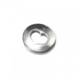 Ciondolo in Metallo Zama Rotondo con Cuore 16mm