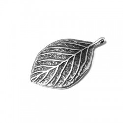 Pendentif Feuille en Métal/Zamac, 30x20mm