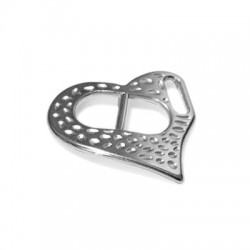 Cierre Entrepieza de Metal Zamak Una Pieza Corazón Martillado 33x32mm (Ø 10.2x3mm)