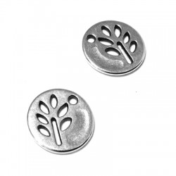 Breloque rond en Zamak en Forme de Feuille 12 mm