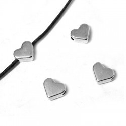 Zamak Bead Flat Heart 6mm Ø1mm)