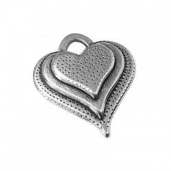 Pendentif Zamak Triple Cœurs 32 x 28 mm