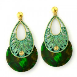 Pendentif Ovale Ethnique en Zamak 30 x 47 mm