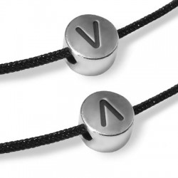 Μεταλλική Χάντρα Στρογγυλή Γράμμα 'V Λ'' 7mm/4.4mm Ø2mm