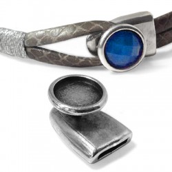 Cierre de Metal Zamak Una Pieza con Base para Flatback SS49 21x15mm (Ø 10.2x2.2mm)