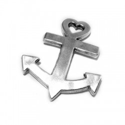 Colgante de Metal Zamak Ancla con Corazón 27x33mm