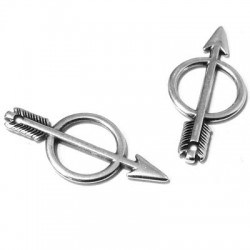 Pendentif Cercle avec Flèche en Métal/Zamac, 12x8mm (Ø 1,3mm)