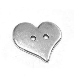 Passante in Metallo Zama Bottone a Cuore 20x17mm (Ø1.8mm)