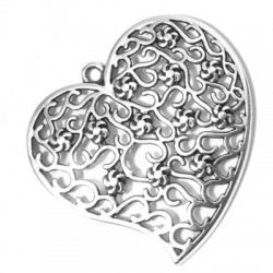 Zamak Pendant Heart with Flowers 74mm