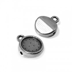 Breloque Ronde 10mm en Métal/Zamak avec Support pour Flatback 8mm
