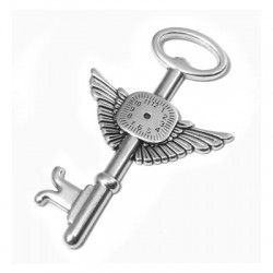 Pendentif Clé avec Ailes en Métal/Zamak 46x78mm