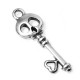 Zamak Charm Key with Skull & Heart 9x23mm
