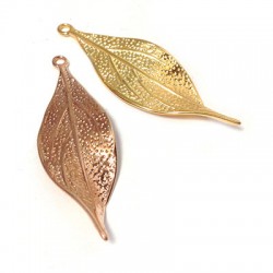 Pendentif Feuille en Métal/Zamak, 16x44mm