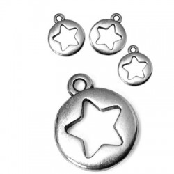 Colgante de Metal Zamak Redondo con Estrella 10mm