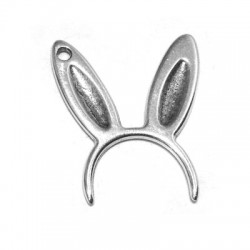 Pendentif Oreilles de Lapin en Métal/Zamak 24x28mm/trou 2mm
