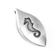 Pendentif Ovale avec Hippocampe en Métal/Zamak 13x31mm (Ø 2mm)