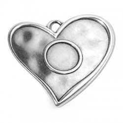 Ciondolo in Metallo Zama Cuore 41x40mm con Base per Flatback 12mm