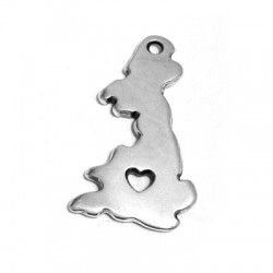 Zamak Pendant Map United Kingdom 15x27mm Ø1.6mm