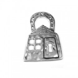 Pendentif Zamak Casier avec Maison et fer à Cheval 30 x 51 mm