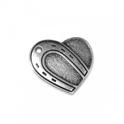 Ciondolo in Metallo Zama Cuore con Ferro di Cavallo 25x30mm (Ø2.3mm)