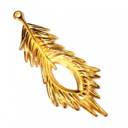 Pendentif Plume de Paon en Métal/Zamak 65x28mm